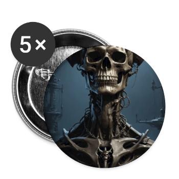 Steel skeleton with horns - Buttons medium 1.26"/32 mm (5-pack) - white - Front