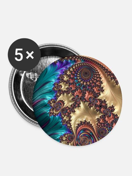 Abstrakt - Buttons mittel 32 mm (5er Pack) - Weiß