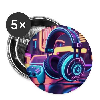 Neon Gaming Headset Design - Buttons mittel 32 mm (5er Pack) - Weiß - Vorne