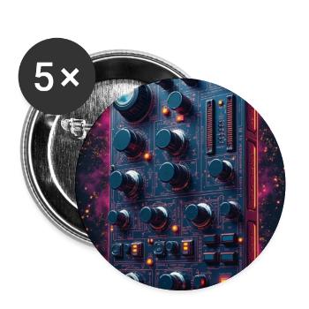 Futuristic synthesizer in space design - Buttons medium 1.26"/32 mm (5-pack) - white - Front