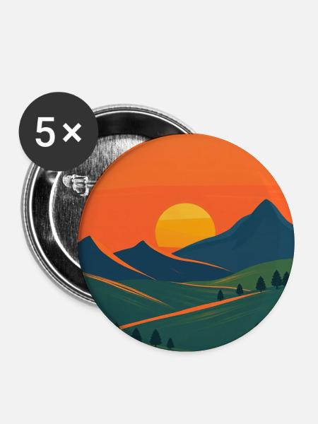 Abendlicher Berglandschafts-Wandel - Buttons mittel 32 mm (5er Pack) - Weiß