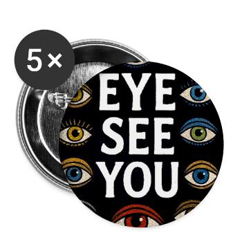 Massacre des yeux avec des yeux et du texte multicolores - Lot de 5 moyens badges (32 mm) - blanc - Devant