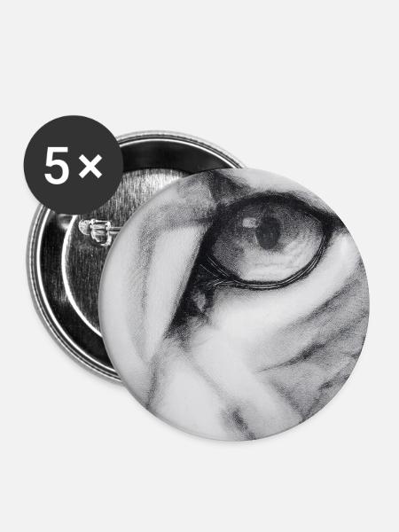 Katzenartig - Buttons mittel 32 mm (5er Pack) - Weiß