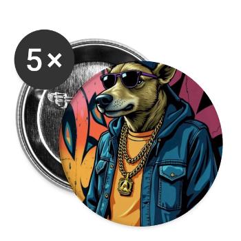 Graffiti Dog Streetwear - Buttons mittel 32 mm (5er Pack) - Weiß - Vorne