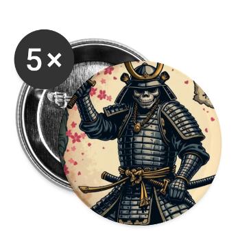 Skelett-Samurai im Kirschblütenwald - Buttons mittel 32 mm (5er Pack) - Weiß - Vorne