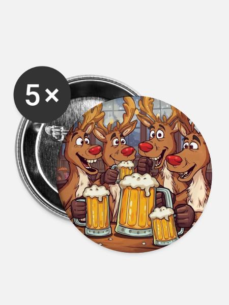 Weihnachten überleben - Buttons mittel 32 mm (5er Pack) - Weiß