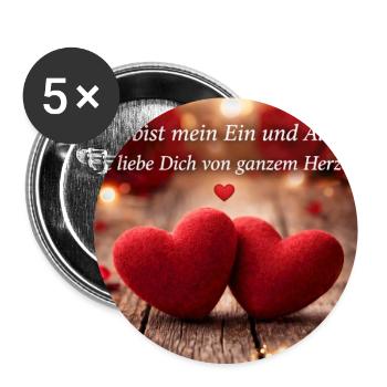 Mein Ein und Alles Liebesherzen - Buttons mittel 32 mm (5er Pack) - Weiß - Vorne