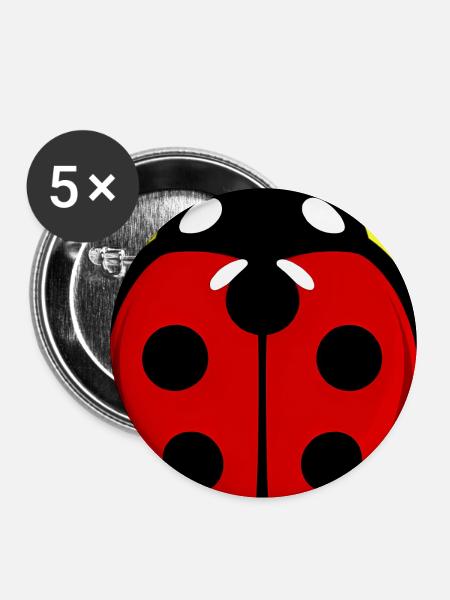 Marienkäfer - Buttons mittel 32 mm (5er Pack) - Weiß