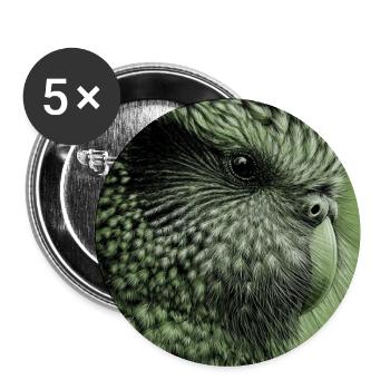 Illustration Kakapo en vert - Lot de 5 moyens badges (32 mm) - blanc - Devant