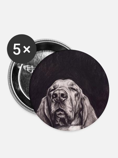 Sleeping Dog - Buttons mittel 32 mm (5er Pack) - Weiß