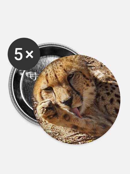 Gepard in seidigem Nap - Buttons mittel 32 mm (5er Pack) - Weiß