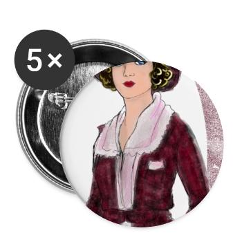 Lady Noir Portrait 2 (Rot) - Buttons mittel 32 mm (5er Pack) - Weiß - Vorne