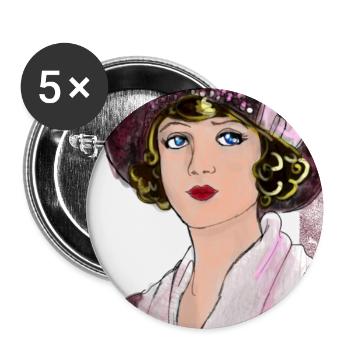 Lady Noir Portrait (Rot) - Buttons mittel 32 mm (5er Pack) - Weiß - Vorne