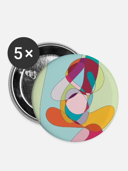 Abstrakte Farbflächen Komposition - Buttons mittel 32 mm (5er Pack) - Weiß