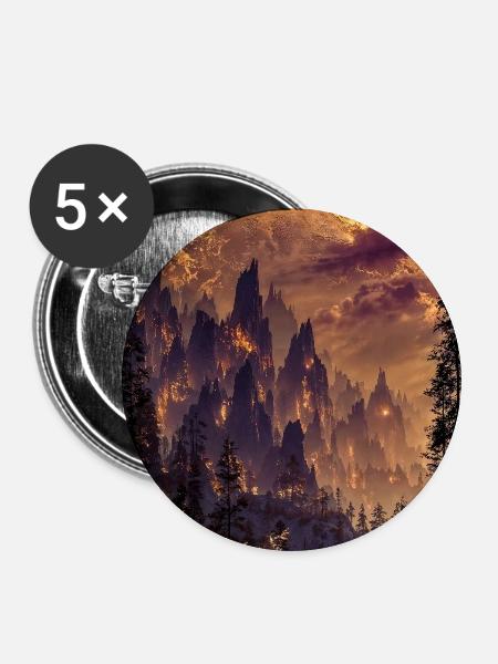 Feuriger Gipfel in der Abenddämmerung - Buttons mittel 32 mm (5er Pack) - Weiß