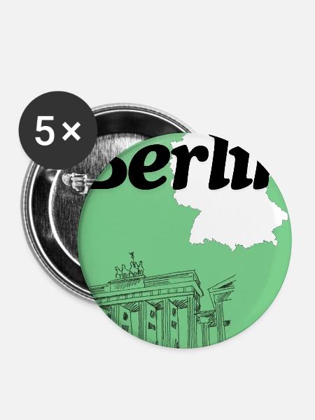 Berlin  - Buttons mittel 32 mm (5er Pack) - Weiß