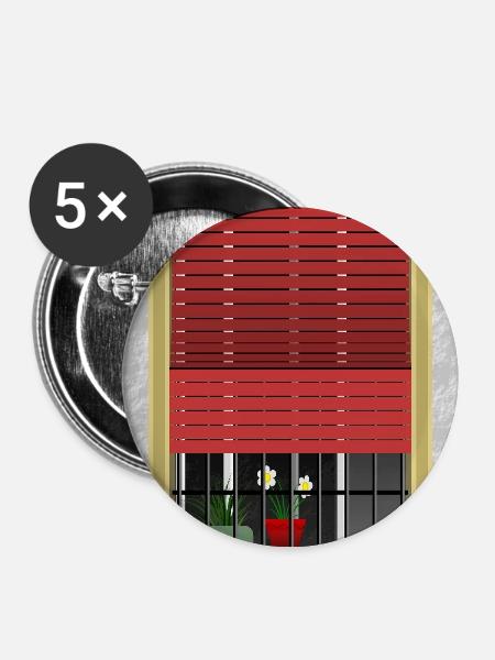 ANDALUSISCHES FENSTER - Buttons mittel 32 mm (5er Pack) - Weiß