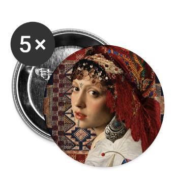 Ethnisches Porträt und böhmischer Wandteppich - Buttons mittel 32 mm (5er Pack) - Weiß - Vorne