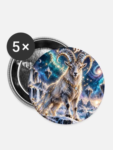 Kosmischer Steinbock im Sternmeer - Buttons mittel 32 mm (5er Pack) - Weiß
