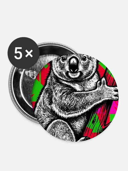 Koala - Buttons mittel 32 mm (5er Pack) - Weiß