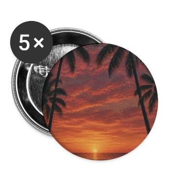 Coucher de soleil sur la plage de palmiers - Lot de 5 moyens badges (32 mm) - blanc - Devant