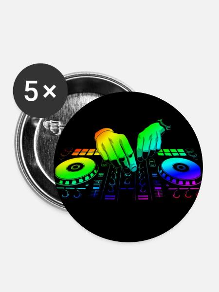 Disc Jockey - Buttons mittel 32 mm (5er Pack) - Weiß