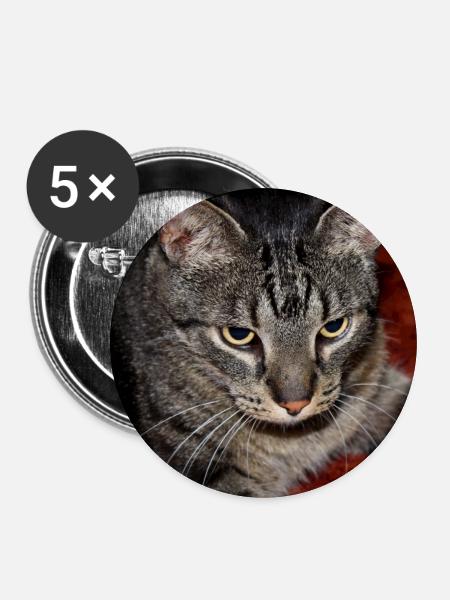 Katze Kätzchen - Buttons mittel 32 mm (5er Pack) - Weiß