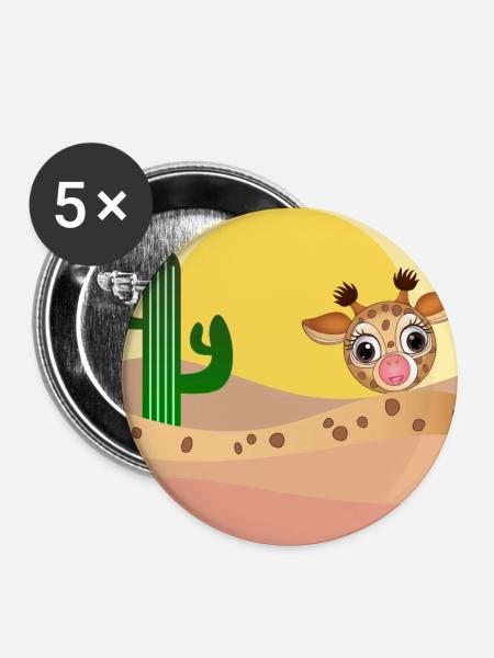 GIRAFFE WÜSTE - Buttons mittel 32 mm (5er Pack) - Weiß