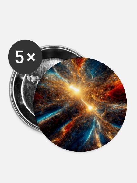 Kosmische Explosionsfarben - Buttons mittel 32 mm (5er Pack) - Weiß