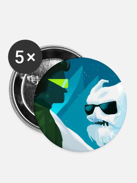 Yeti-Begegnungen - Buttons mittel 32 mm (5er Pack) - Weiß