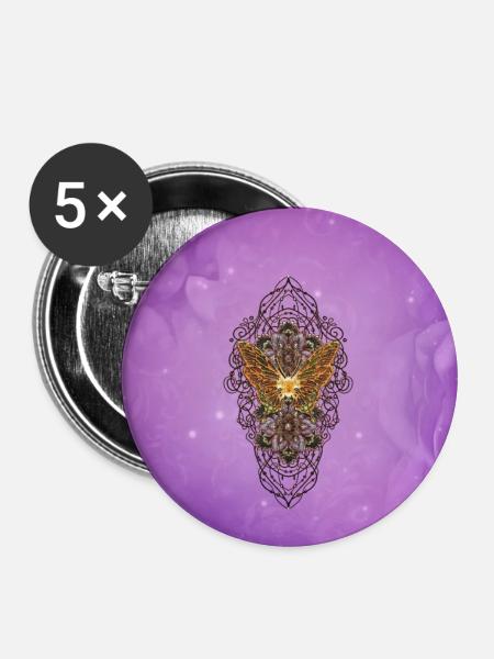 Wunderbare, elegante Schmetterlinge - Buttons mittel 32 mm (5er Pack) - Weiß