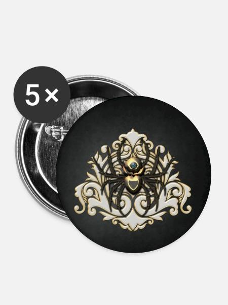 Geniale Steampunk-Spinne - Buttons mittel 32 mm (5er Pack) - Weiß