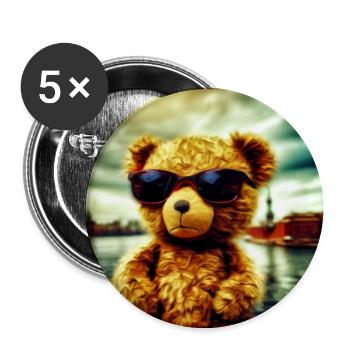Teddy goes Wild - Buttons mittel 32 mm (5er Pack) - Weiß - Vorne