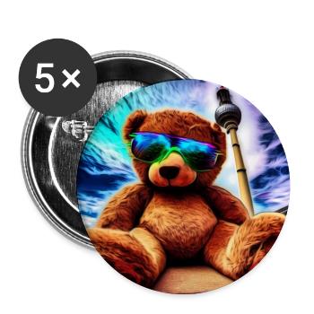 Teddy in Berlin II - Buttons mittel 32 mm (5er Pack) - Weiß - Vorne