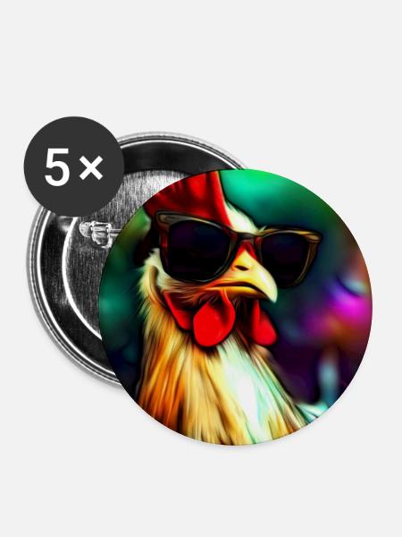 Fancy Chicken III - Buttons mittel 32 mm (5er Pack) - Weiß