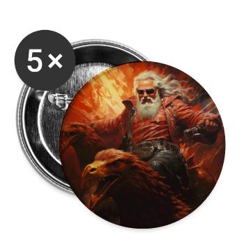 Le Père Noël traverse l’enfer en volant la naissance du diable - Lot de 5 moyens badges (32 mm) - blanc - Devant