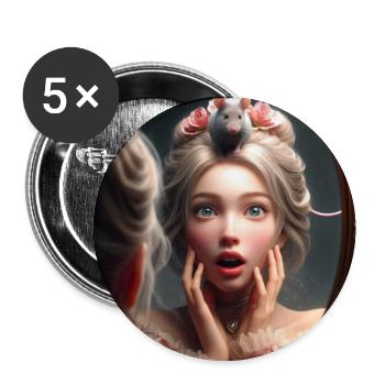 Princesse et son reflet avec la souris - Lot de 5 moyens badges (32 mm) - blanc - Devant