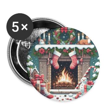 Weihnachts Design 4 - Buttons mittel 32 mm (5er Pack) - Weiß - Vorne