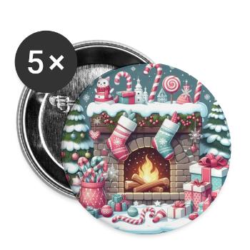 Weihnachts Design 5 - Buttons mittel 32 mm (5er Pack) - Weiß - Vorne