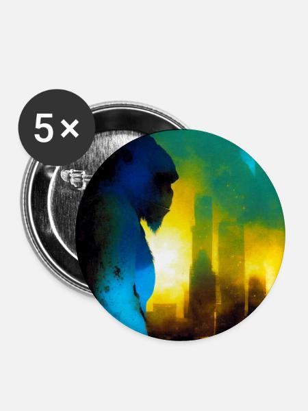 Gorilla 01 - Buttons mittel 32 mm (5er Pack) - Weiß