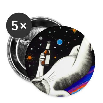 Betrunkene Katze im Weltraum. - Buttons mittel 32 mm (5er Pack) - Weiß - Vorne