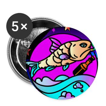 Drunk vaperwave/retrowave fish. - Buttons medium 1.26"/32 mm (5-pack) - white - Front