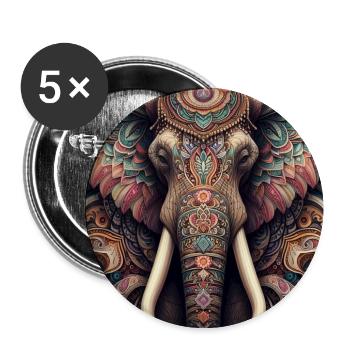 Decorated Elephant - Buttons medium 1.26"/32 mm (5-pack) - white - Front