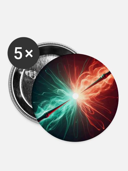 Zwei Zauberstäbe im Kampf - Buttons mittel 32 mm (5er Pack) - Weiß