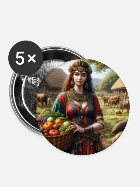 Keltiberische Frau - Buttons mittel 32 mm (5er Pack) - Weiß