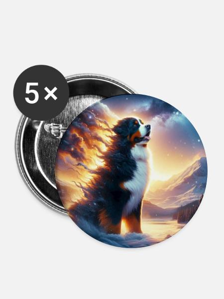Berner Sennenhund - Buttons mittel 32 mm (5er Pack) - Weiß