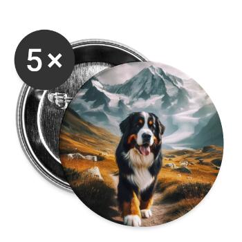 Bouvier bernois - Lot de 5 moyens badges (32 mm) - blanc - Devant