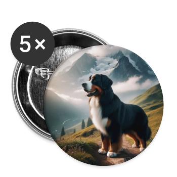 Bouvier bernois - Lot de 5 moyens badges (32 mm) - blanc - Devant