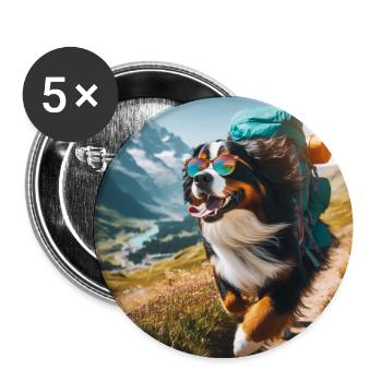 Bouvier bernois - Lot de 5 moyens badges (32 mm) - blanc - Devant