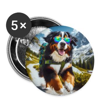 Bouvier bernois - Lot de 5 moyens badges (32 mm) - blanc - Devant